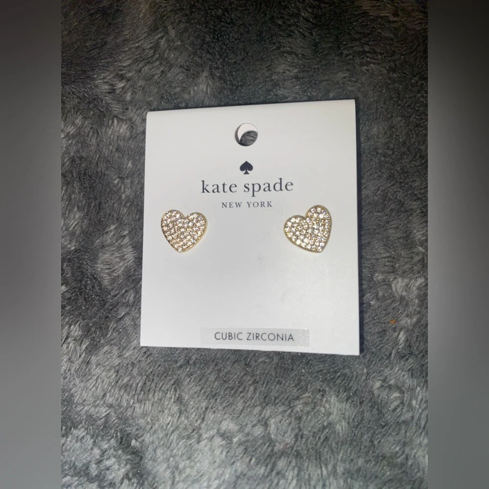 BNWT Kate Spade New York Gold Yours Truly Pavé Heart Stud Earrings $58